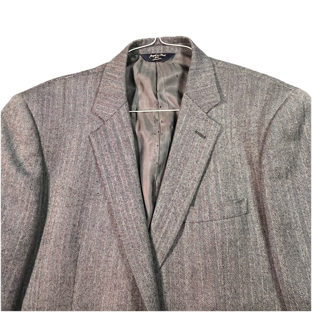 Joseph & Feiss Gold Blazer Mens‎ 44 Long Gray Herringbone Lambswool Sport Coat